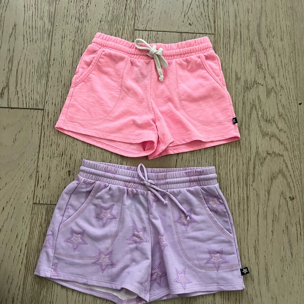 Pink and Purple Elastic Waist Shorts